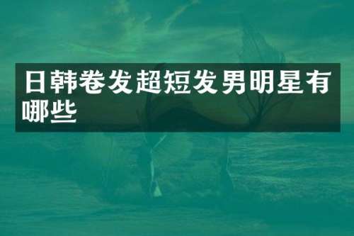 日韩卷发超短发男明星有哪些