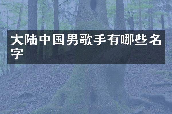 大陆中国男歌手有哪些名字