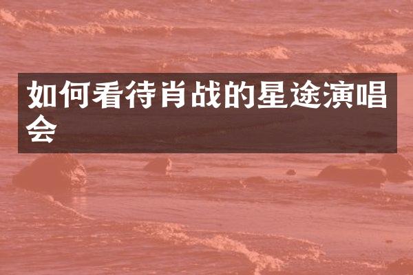 如何看待肖战的星途演唱会