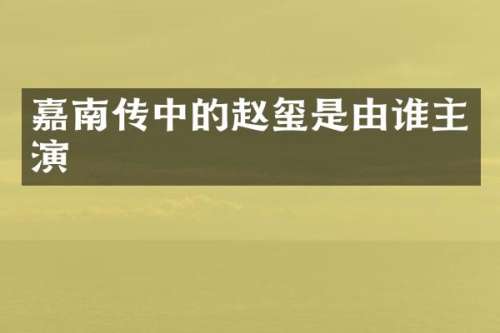 嘉南传中的赵玺是由谁主演