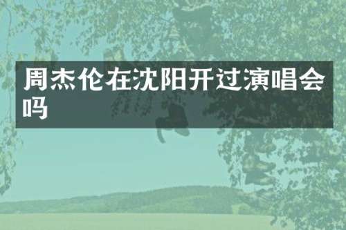 周杰伦在沈阳开过演唱会吗
