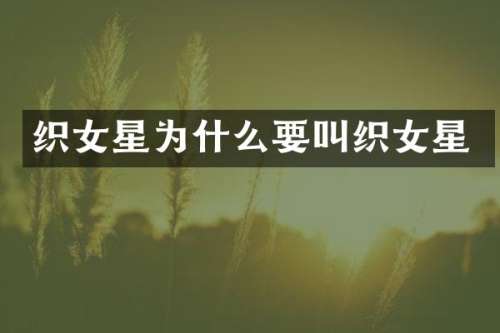 织女星为什么要叫织女星