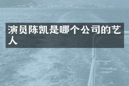 演员陈凯是哪个公司的艺人