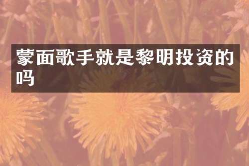 蒙面歌手就是黎明投资的吗