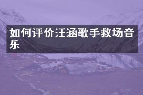 如何评价汪涵歌手救场音乐