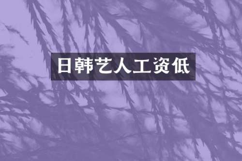 日韩艺人工资低
