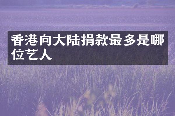 香港向大陆捐款最多是哪位艺人
