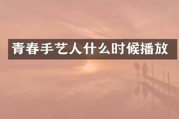 青春手艺人什么时候播放