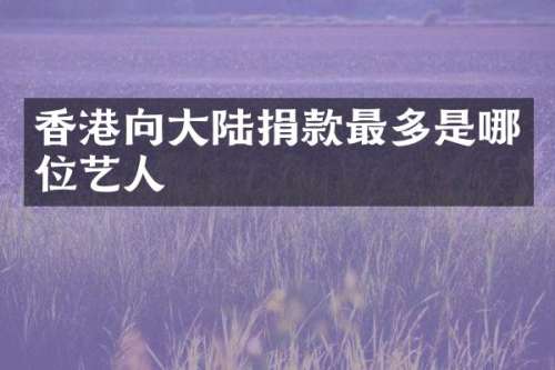 香港向大陆捐款最多是哪位艺人