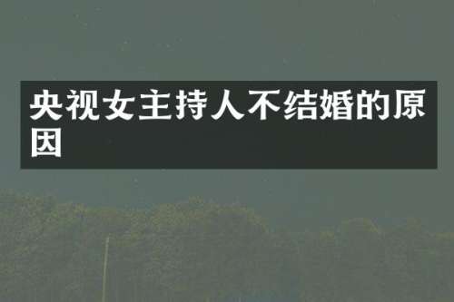 央视女主持人不结婚的原因