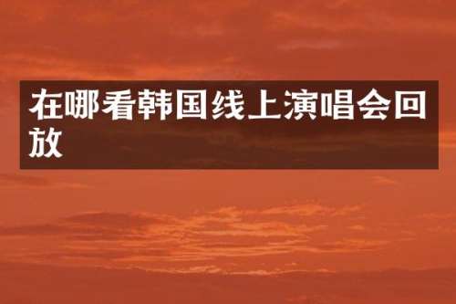 在哪看韩国线上演唱会回放