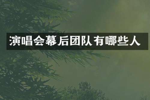 演唱会幕后团队有哪些人