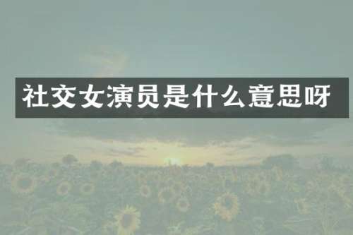社交女演员是什么意思呀
