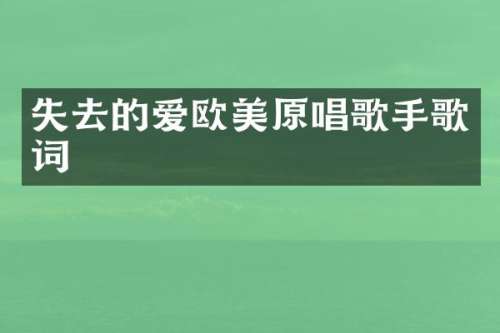 失去的爱欧美原唱歌手歌词