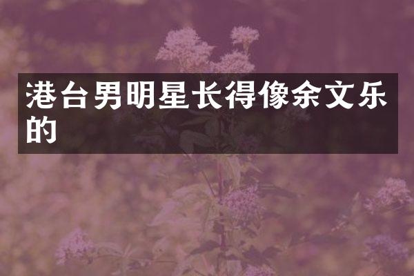 港台男明星长得像余文乐的