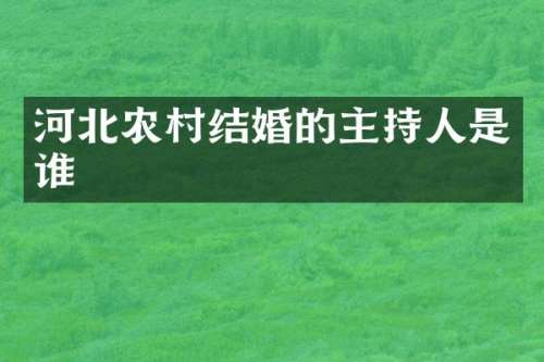 河北农村结婚的主持人是谁