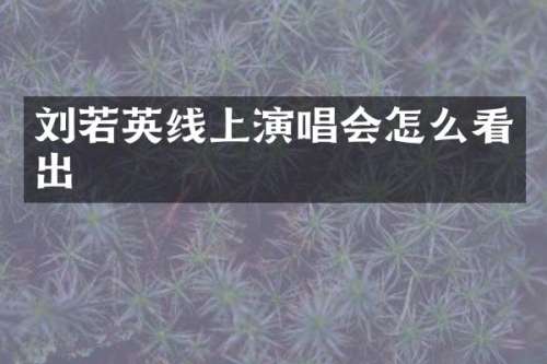 刘若英线上演唱会怎么看出