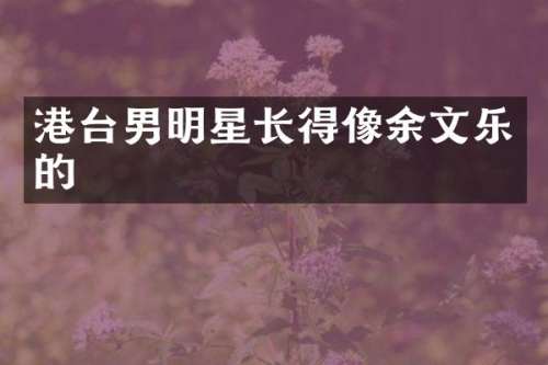 港台男明星长得像余文乐的