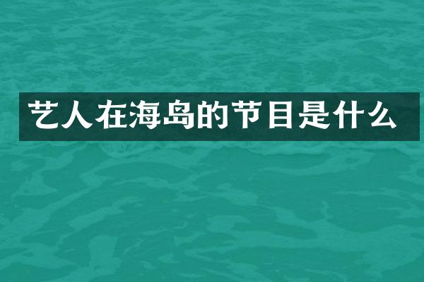 艺人在海岛的节目是什么
