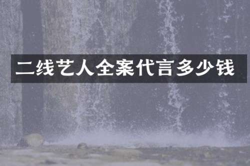 二线艺人全案代言多少钱