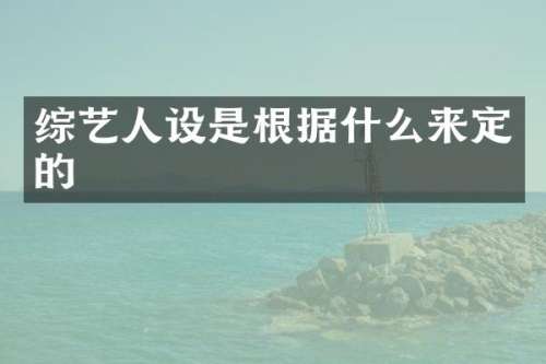 综艺人设是根据什么来定的
