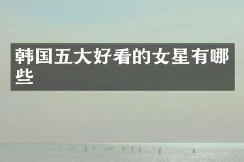韩国五大好看的女星有哪些