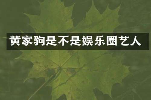 黄家驹是不是娱乐圈艺人