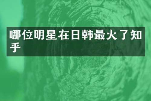 哪位明星在日韩最火了知乎