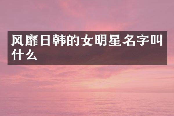 风靡日韩的女明星名字叫什么