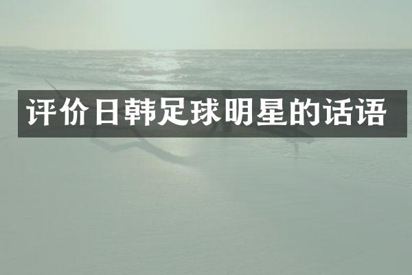 评价日韩足球明星的话语