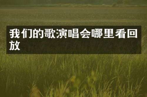 我们的歌演唱会哪里看回放