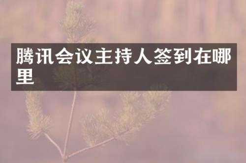 腾讯会议主持人签到在哪里