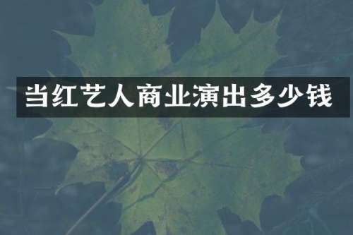 当红艺人商业演出多少钱