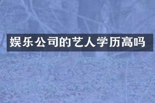 娱乐公司的艺人学历高吗