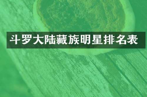 斗罗大陆藏族明星排名表