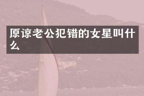 原谅老公犯错的女星叫什么