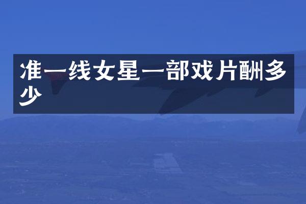 准一线女星一部戏片酬多少
