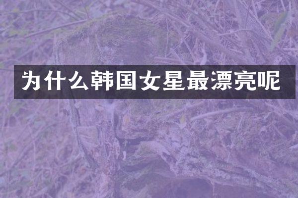 为什么韩国女星最漂亮呢