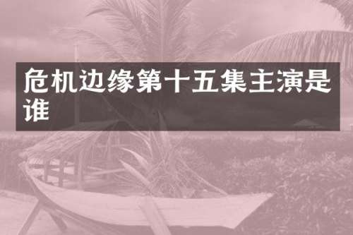 危机边缘第十五集主演是谁