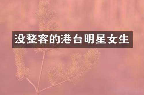 没整容的港台明星女生