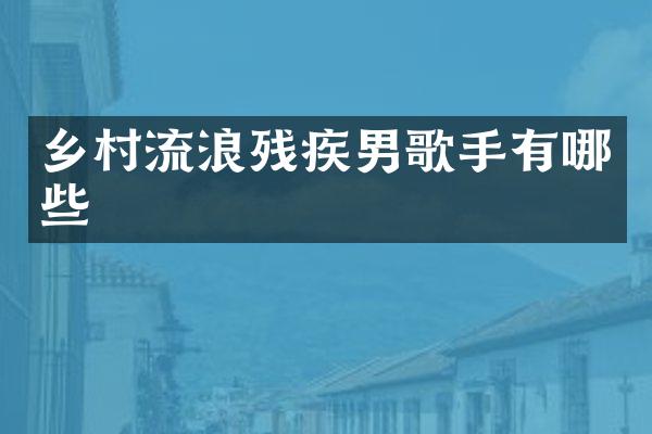 乡村流浪残疾男歌手有哪些