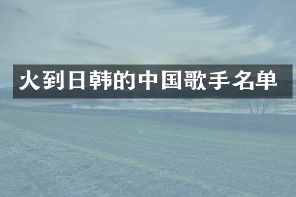 火到日韩的中国歌手名单