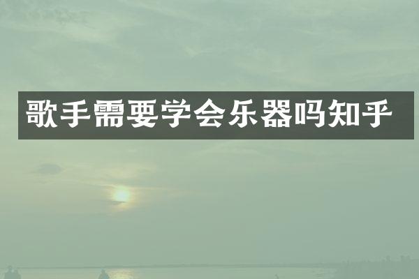 歌手需要学会乐器吗知乎