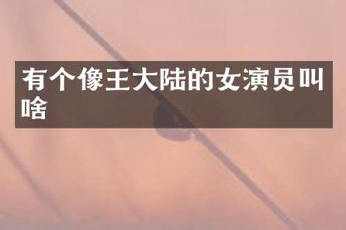 有个像王大陆的女演员叫啥