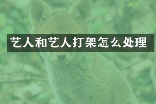 艺人和艺人打架怎么处理