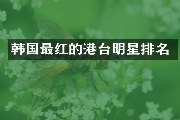 韩国最红的港台明星排名