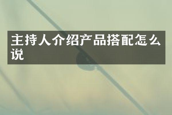 主持人介绍产品搭配怎么说