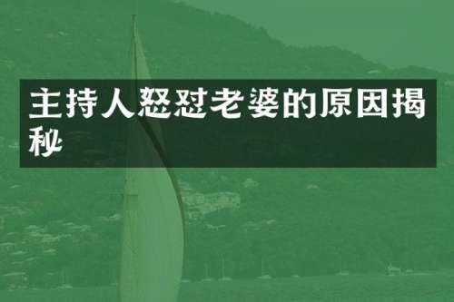 主持人怒怼老婆的原因揭秘