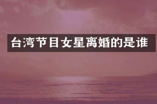 台湾节目女星离婚的是谁