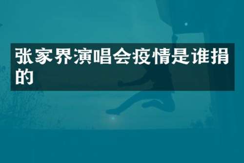 张家界演唱会疫情是谁捐的